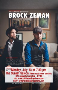 Brock Zeman returns to The Sunset Saloon, Monday, July 13!